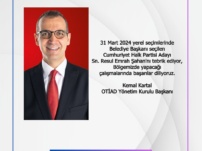 31 Mart 2024 yerel seçimlerinde Belediye Başkanı seçilen Cumhuriyet Halk Partisi Adayı Sn. Resul Emrah Şahan’ı tebrik ediyor, bölgemizde yapacağı çalışmalarında başarılar diliyoruz.